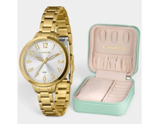 Relógio Lince Analógico Pulseira Gold Elos Feminino - Dourado e Branco