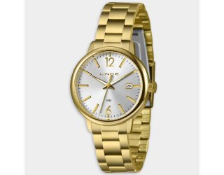 Relógio Lince Analógico Dress Pulseira Elos Feminino - Dourado e Branco Relógio Lince Analógico Dress Pulseira Elos Feminino - Dourado e Branco