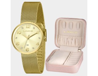 Relógio Lince Analógico Pulseira Mesh Feminino - Dourado