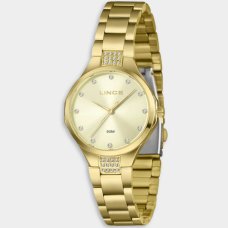Relógio Lince Analógico Dress Pulseira Elos Cravejado Feminino - Dourado