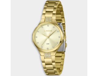 Relógio Lince Analógico Dress Pulseira Elos Cravejado Feminino - Dourado Relógio Lince Analógico Dress Pulseira Elos Cravejado Feminino - Dourado