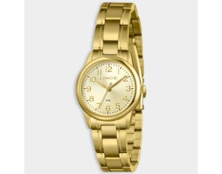 Relógio Lince Analógico Dress Gold Pulseira Elos Feminino - Dourado e Branco Relógio Lince Analógico Dress Gold Pulseira Elos Feminino - Dourado e Branco