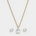 Kit Relógio Lince Analógico Pulseira Mesh Folheado 18K + Colar e Brinco Feminino - Dourado
