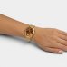 Kit Relógio Lince Analógico Pulseira Mesh Folheado 18K + Colar e Brinco Feminino - Dourado