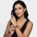 Kit Relógio Lince Analógico Pulseira Mesh Folheado 18K + Colar e Brinco Feminino - Dourado