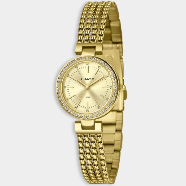Relógio Lince Analógico Grace Pulseira Multi Fios Cravejado Feminino - Dourado