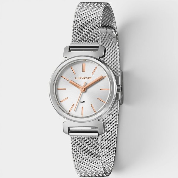 Relógio Lince Analógico Pulseira Mesh Feminino - Prata