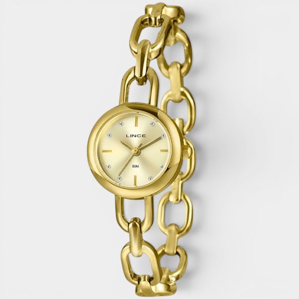 Relógio Lince Analógico Pulseira Chain Feminino - Dourado