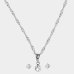 Kit Relógio Lince Analógico Pulseira Mesh + Colar e Brinco Feminino - Prata e Marinho