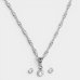 Kit Relógio Lince Analógico Pulseira Mesh + Colar e Brinco Feminino - Prata e Rose