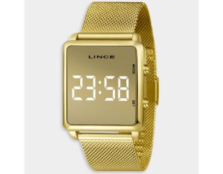 Relógio Lince Digital Led Quadrado Pulseira Mesh Feminino - Dourado Relógio Lince Digital Led Quadrado Pulseira Mesh Feminino - Dourado