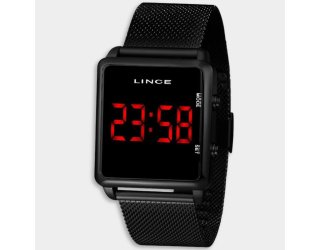 Relógio Lince Digital Led Quadrado Pulseira Mesh Feminino - Preto e Vermelho Relógio Lince Digital Led Quadrado Pulseira Mesh Feminino - Preto e Vermelho