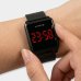 Relógio Lince Digital Led Quadrado Pulseira Mesh Feminino - Preto e Vermelho
