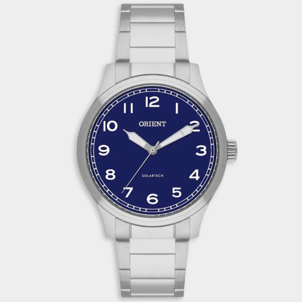 Relógio Orient Analógico Solartech Pulseira Elos Masculino - Prata e Azul