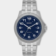 Relógio Orient Analógico Solartech Pulseira Elos Masculino - Prata e Azul Escuro