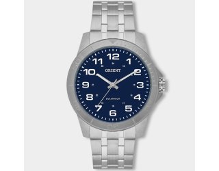 Relógio Orient Analógico Solartech Pulseira Elos Masculino - Prata e Azul Escuro