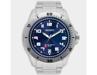 Relógio Orient Analógico Pulseira Elos Masculino - Prata e Marinho