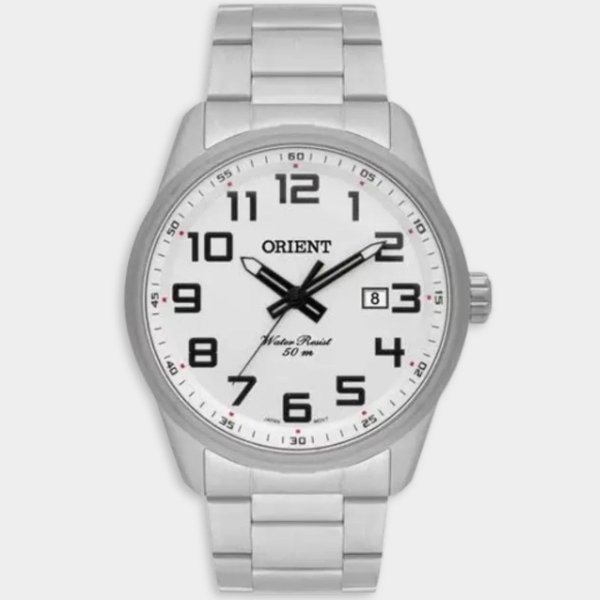 Relógio Orient Analógico Pulseira Elos Masculino - Prata e Branco
