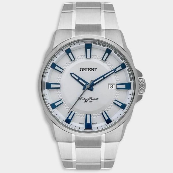 Relógio Orient Analógico Pulseira Elos Masculino - Prata e Azul