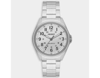 Relógio Orient Analógico Solartech Pulseira Elos Masculino - Prata e Branco Relógio Orient Analógico Solartech Pulseira Elos Masculino - Prata e Branco