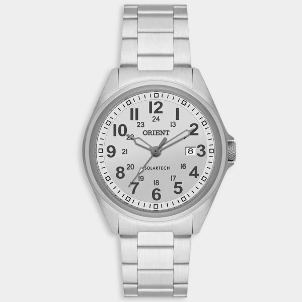 Relógio Orient Analógico Solartech Pulseira Elos Masculino - Prata e Branco