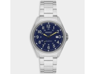 Relógio Orient Analógico Casual Solartech Pulseira Elos Masculino - Prata e Azul Relógio Orient Analógico Casual Solartech Pulseira Elos Masculino - Prata e Azul