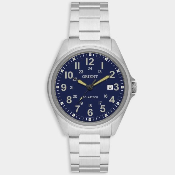 Relógio Orient Analógico Casual Solartech Pulseira Elos Masculino - Prata e Azul