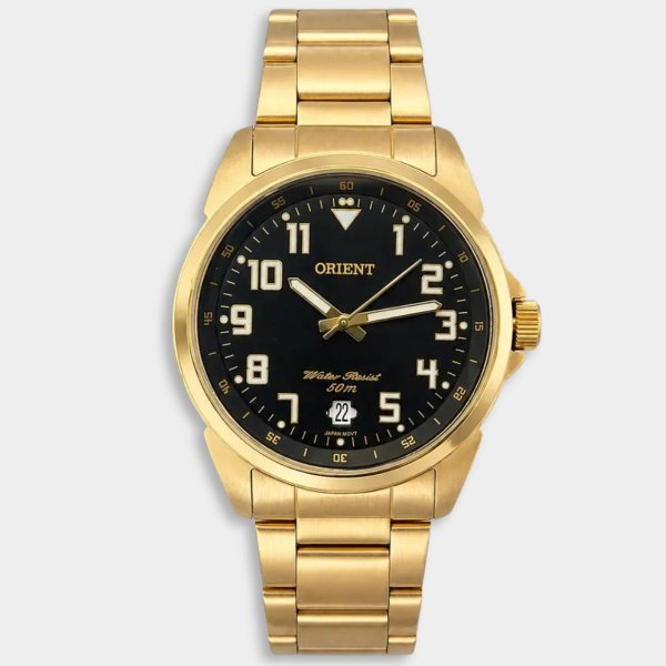 Relógio Orient Analógico Pulseira Elos Masculino - Dourado e Preto