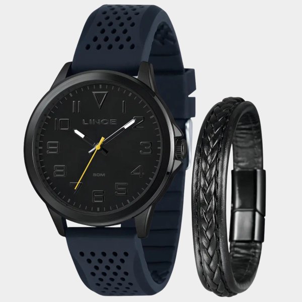Relógio Lince Analógico 2 Pulseiras Masculino - Marinho e Preto