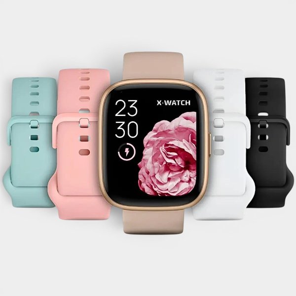 Relógio Inteligente X-Watch Prisma Smart Watch + 4 Pulseiras de Silicone Feminino - Bege