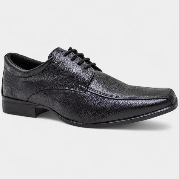 Sapato Social Couro Jota Fran Com Cadarço Masculino - Preto