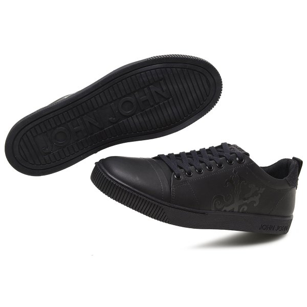 Tênis Casual John John London Leather Masculino - Preto