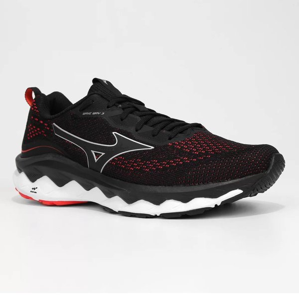 Tênis Mizuno Wave Way 3 Masculino - Preto e Vermelho