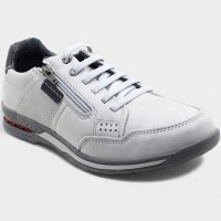 Sapatênis Couro Pegada Amortecedor Zíper Lateral Masculino - Gelo