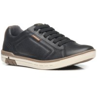 Sapatênis Couro Pegada Microperfuros Masculino - Preto