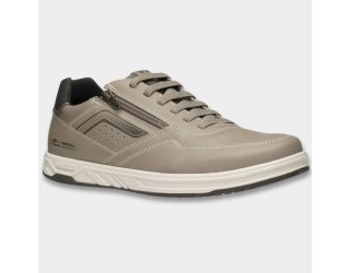 Sapatênis Pegada Microfibra Calce Fácil Zíper Lateral Masculino - Bege e Preto Sapatênis Pegada Microfibra Calce Fácil Zíper Lateral Masculino - Bege e Preto