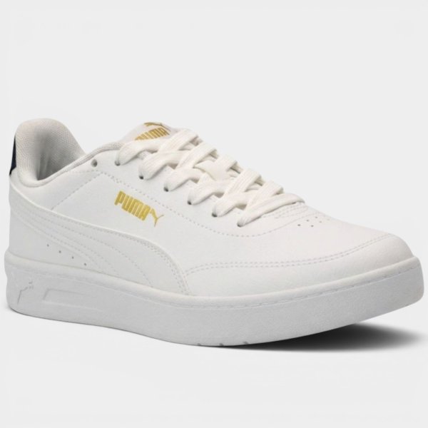 Tênis Puma Court Classic Clean Masculino - Branco e Dourado