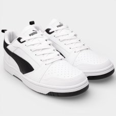Tênis Puma Rebound V6 Low Masculino - Branco e Preto