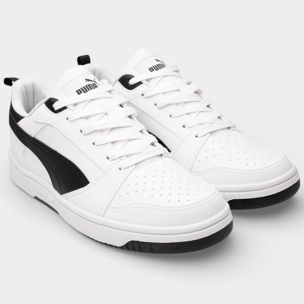 Tênis Puma Rebound V6 Low Masculino - Branco e Preto