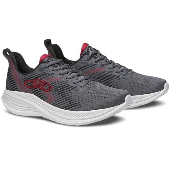 Tênis Olympikus Marte Masculino - Chumbo e Vermelho