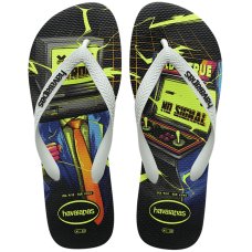 Sandália Havaianas 4 Nite Masculina - Branco e Azul
