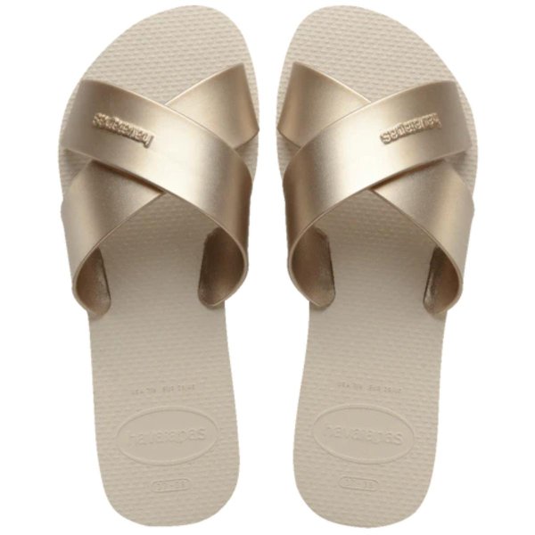 Rasteira Havaianas Aqua Metálica Feminina - Bege