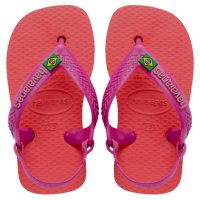 Chinelo Havaianas Baby Brasil Logo Menina - Coral e Roxo