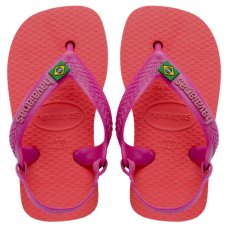 Chinelo Havaianas Baby Brasil Logo Menina - Coral e Roxo