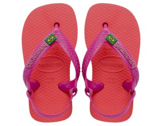 Chinelo Havaianas Baby Brasil Logo Menina - Coral e Roxo