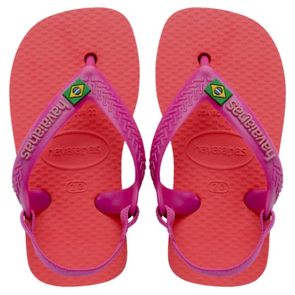 Chinelo Havaianas Baby Brasil Logo Menina - Coral e Roxo