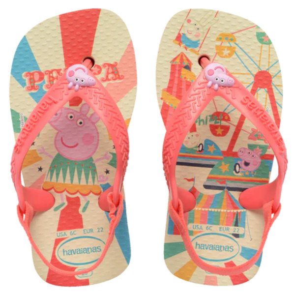 Chinelo Havaianas Baby Peppa Pig Menina - Bege e Rosa