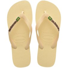 Chinelo Havaianas Brasil Logo Encardida - Bege
