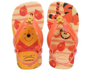 Chinelo Infantil Havaianas Baby Disney Classics - Bege e Laranja