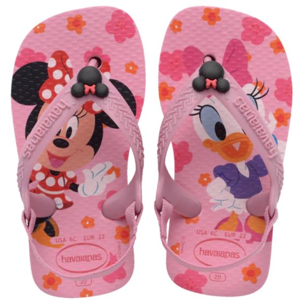 Chinelo Infantil Havaianas Baby Disney Classics - Rosa e Preto